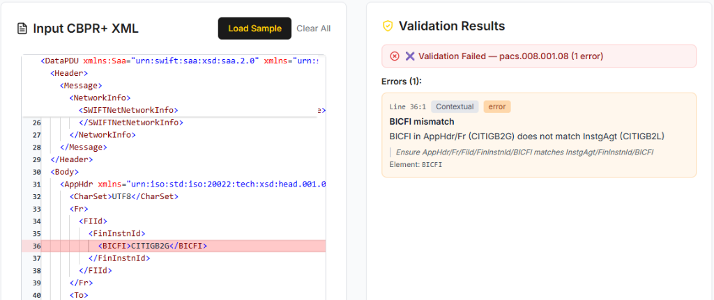 CBPR+ Validator Tool Screenshot